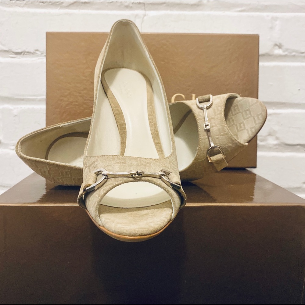 💛HP💛 Gucci Guccissima Horsebit Peep Toe Pumps - Picture 6 of 8